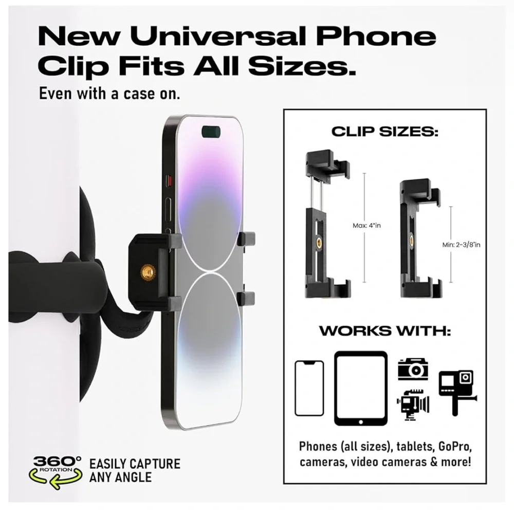 Black Tenikle® - Flexible Tentacle Tripod for Mobile Phone & Action Camera GoPro